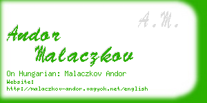 andor malaczkov business card